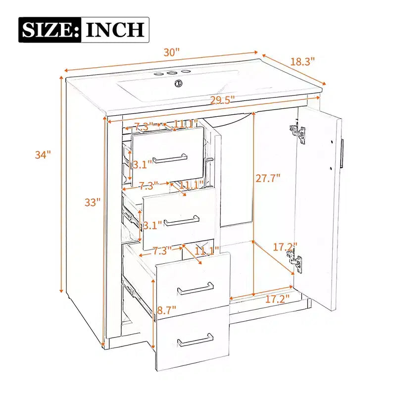 Meuble-lavabo de 76 cm avec évier et rangement