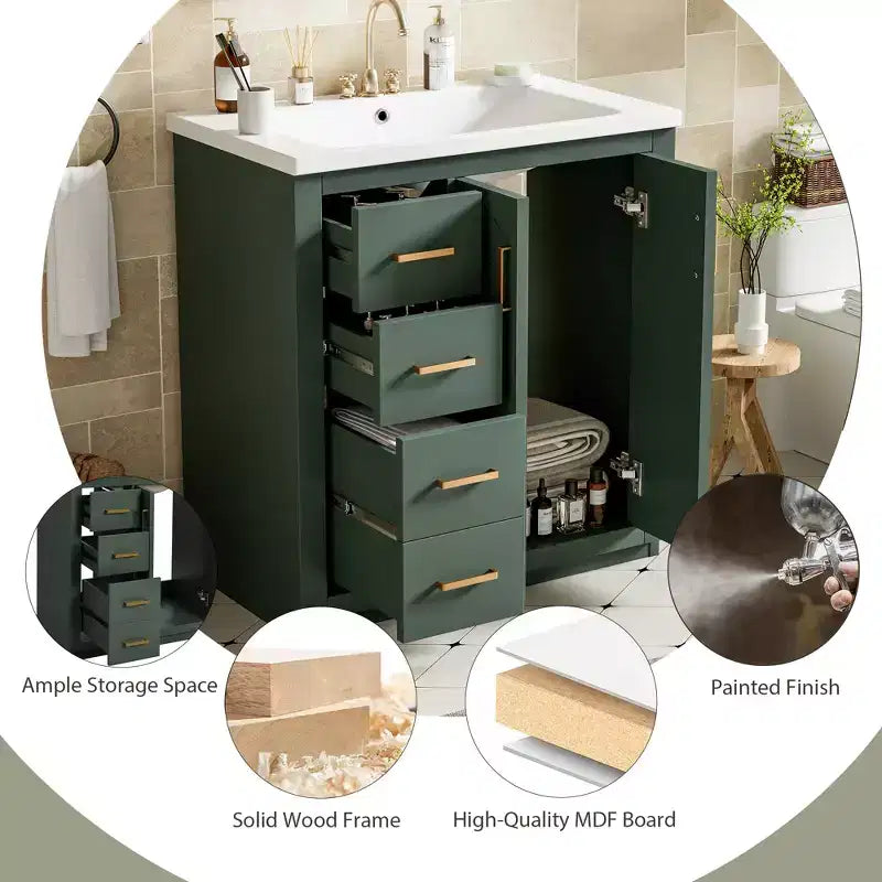 Meuble-lavabo de 76 cm avec évier et rangement