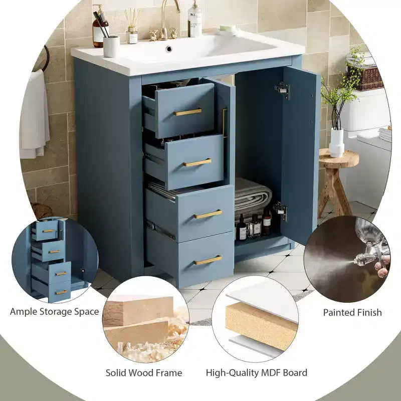 Meuble-lavabo de 76 cm avec évier et rangement