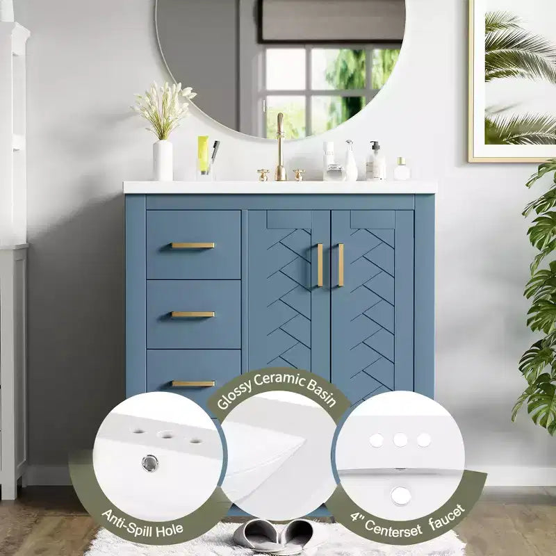 Meuble-lavabo de 76 cm avec évier et rangement