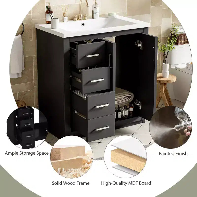 Meuble-lavabo de 76 cm avec évier et rangement