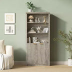 Bibliothèque 5 étagères avec portes, bibliothèque de rangement de 180 cm avec étagères réglables