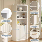 Bibliothèque 5 étagères avec portes, bibliothèque de rangement de 180 cm avec étagères réglables