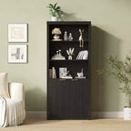 Acekool 5-Shelf Bookcase with Doors, 71 Storage Bookshelf, Adjustable Shelves for Living Room or Office