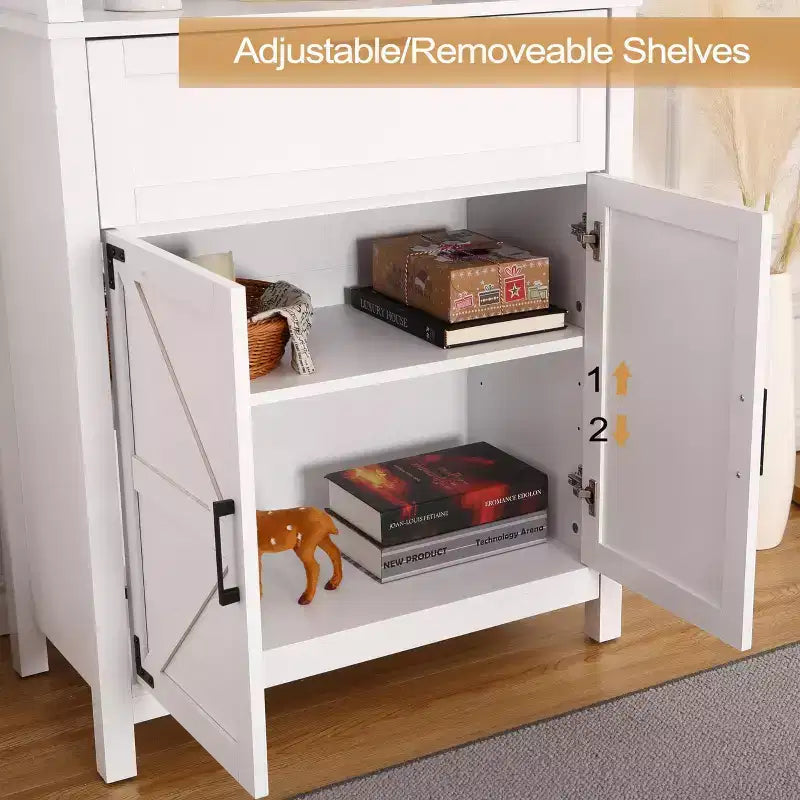 Étagère à 6 niveaux de 183 cm avec tiroir, étagères réglables et armoire