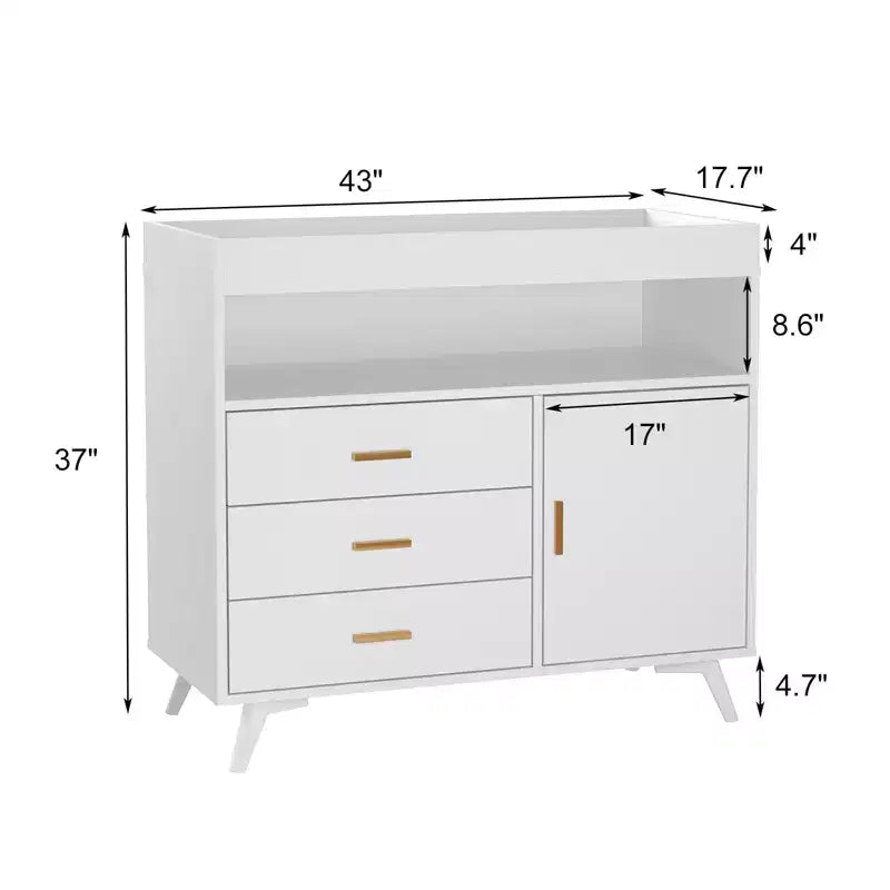 Commode Table à Langer avec 3 Tiroirs et Matelas à Langer Amovible