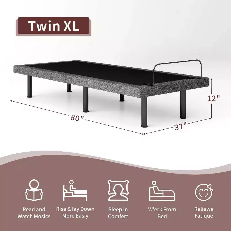 Cadre de lit double XL réglable avec base électrique et télécommande sans fil