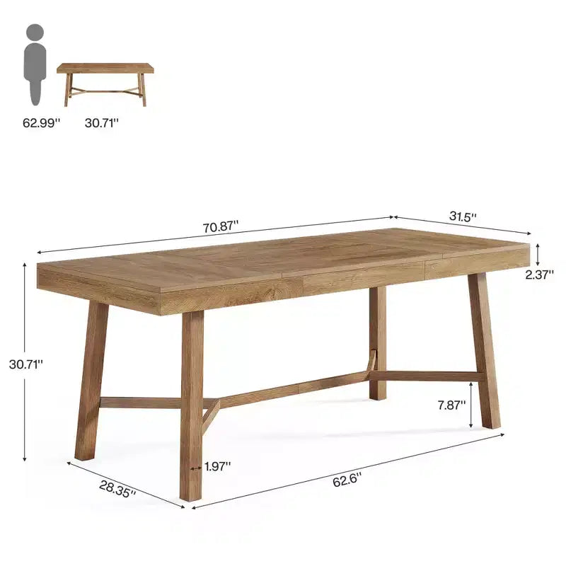 Table de salle à manger rustique de 180 cm – Pour 6 à 8 personnes, en MDF, multifonctionnelle