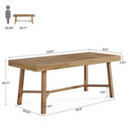 Table de salle à manger rustique de 180 cm – Pour 6 à 8 personnes, en MDF, multifonctionnelle