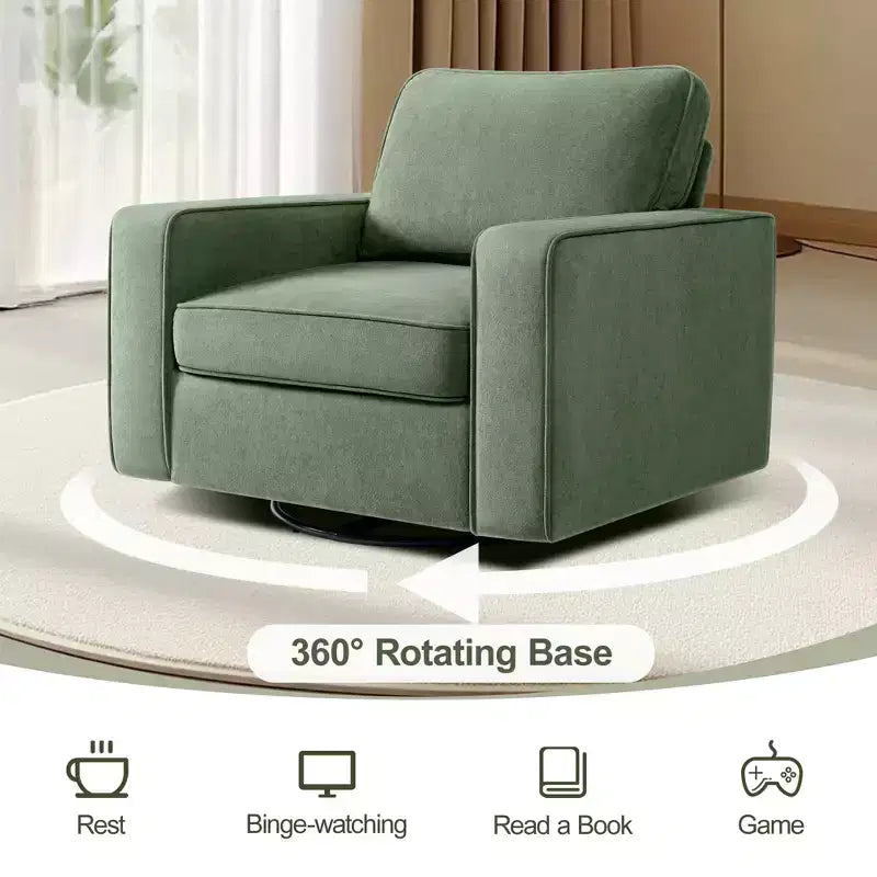 Fauteuil pivotant à 360° en tissu avec accoudoirs rembourrés