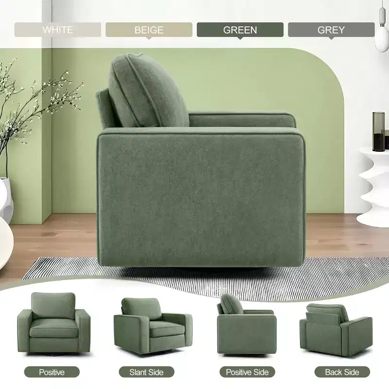 Fauteuil pivotant à 360° en tissu avec accoudoirs rembourrés