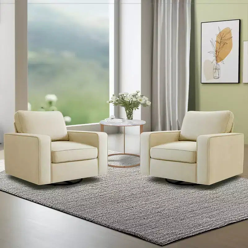 Fauteuil pivotant à 360° en tissu avec accoudoirs rembourrés