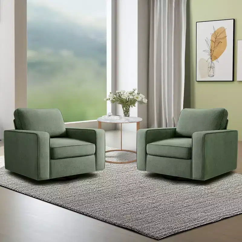 Fauteuil pivotant à 360° en tissu avec accoudoirs rembourrés