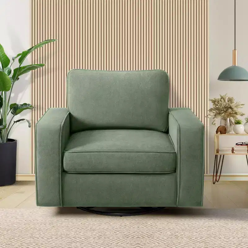 Fauteuil pivotant à 360° en tissu avec accoudoirs rembourrés