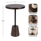 Table d'appoint ronde en métal au fini bronze antique