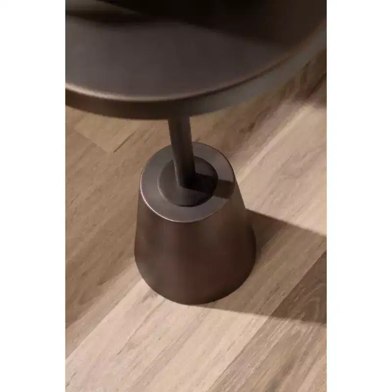 Table d'appoint ronde en métal au fini bronze antique