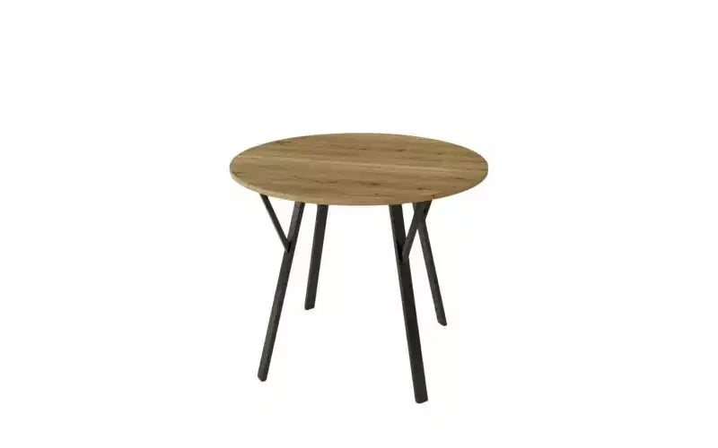 Table de salle à manger ronde de 89,9 cm avec pieds en métal, pour 2 à 4 personnes, plateau en MDF marron