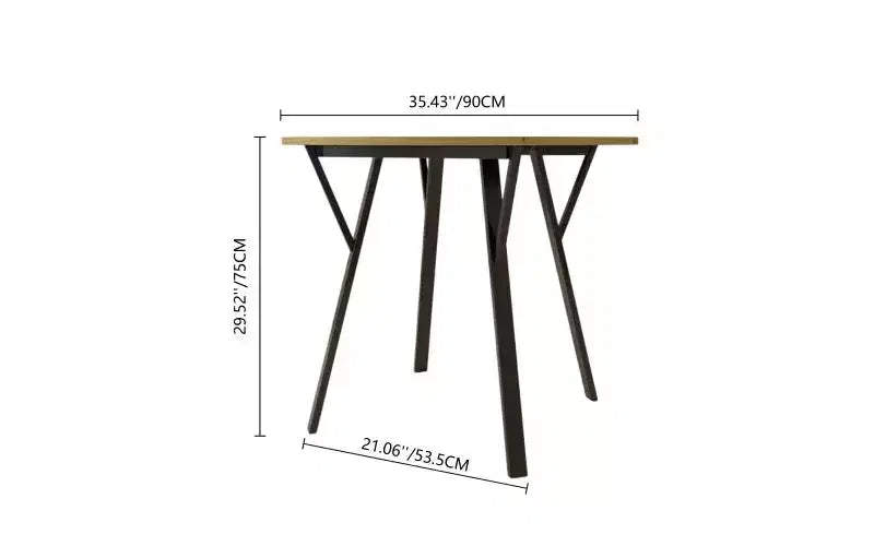Table de salle à manger ronde de 89,9 cm avec pieds en métal, pour 2 à 4 personnes, plateau en MDF marron
