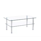 Table basse à plateau en verre à 2 niveaux avec cadre en métal