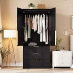 Armoire avec 3 tiroirs, tringle à vêtements et deux portes