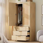 Armoire avec 3 tiroirs, tringle à vêtements et deux portes