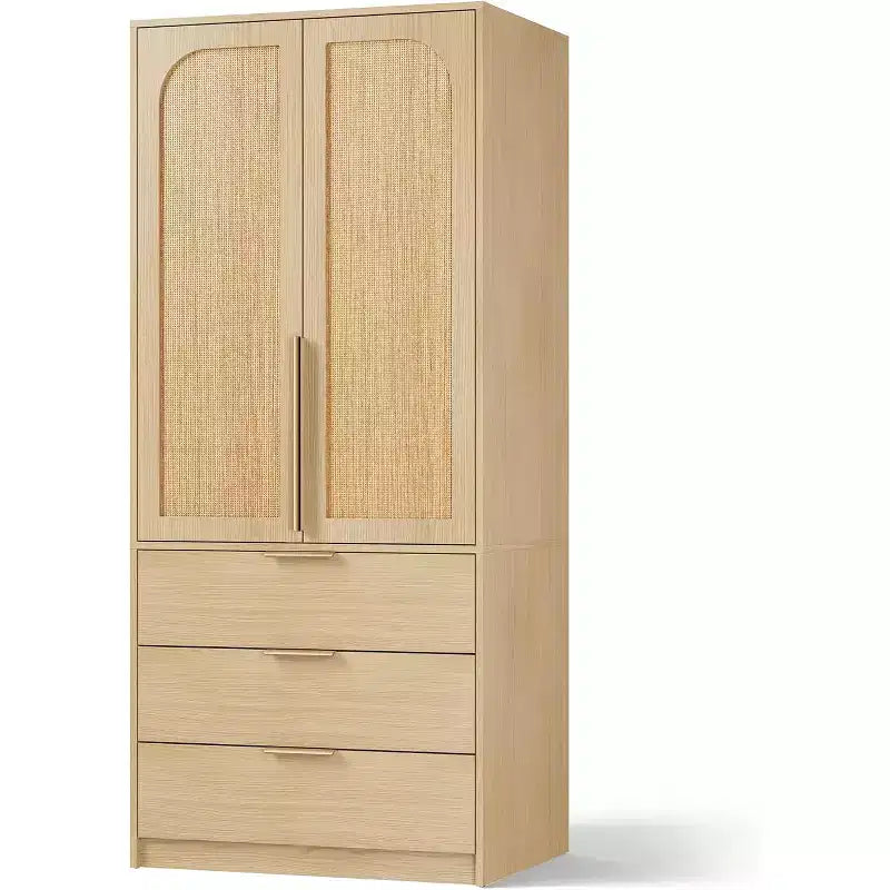 Armoire avec 3 tiroirs, tringle à vêtements et deux portes
