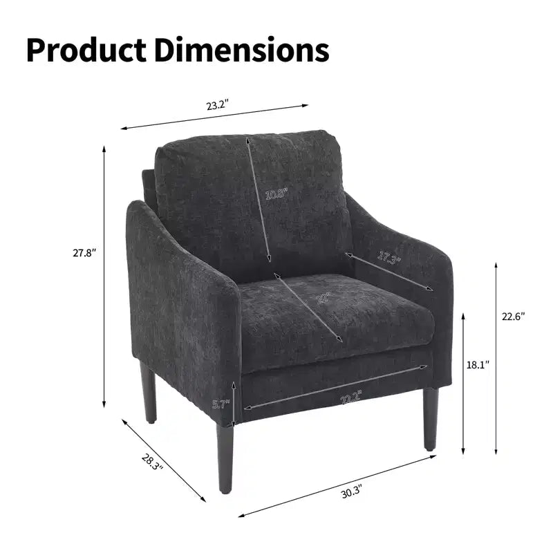 Fauteuil d'appoint rembourré avec accoudoirs incurvés et assise à ressorts ensachés