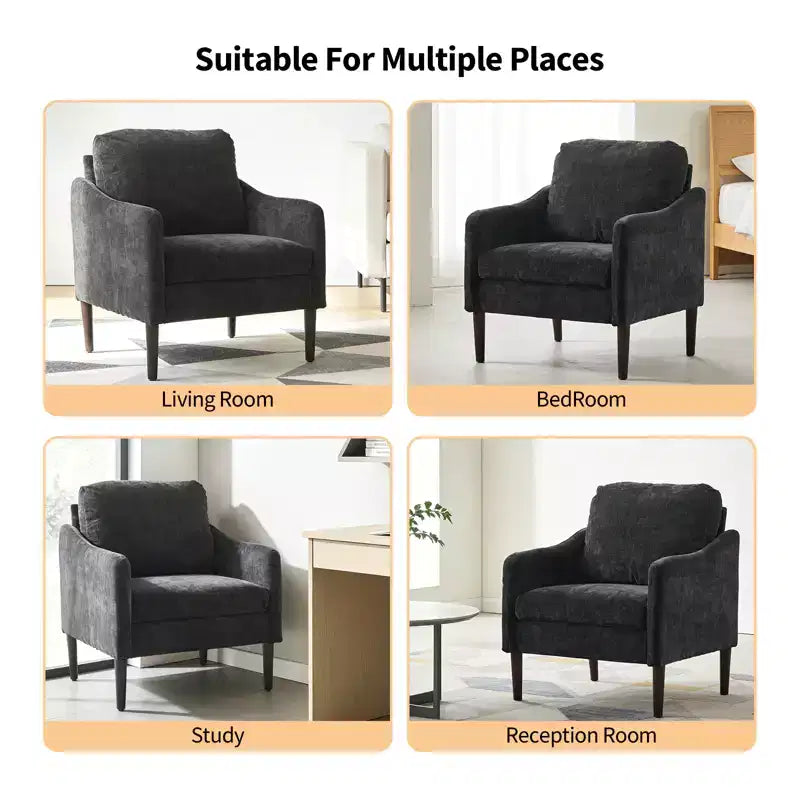 Fauteuil d'appoint rembourré avec accoudoirs incurvés et assise à ressorts ensachés