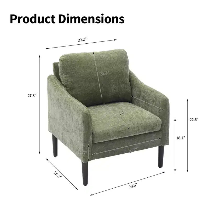 Fauteuil d'appoint rembourré avec accoudoirs incurvés et assise à ressorts ensachés
