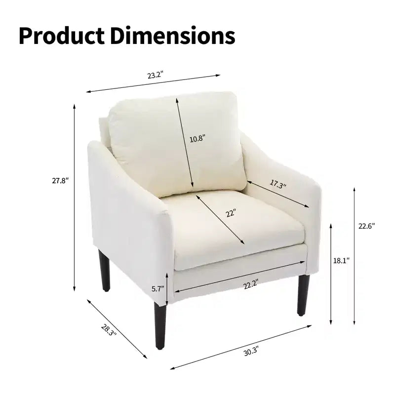 Fauteuil d'appoint rembourré avec accoudoirs incurvés et assise à ressorts ensachés