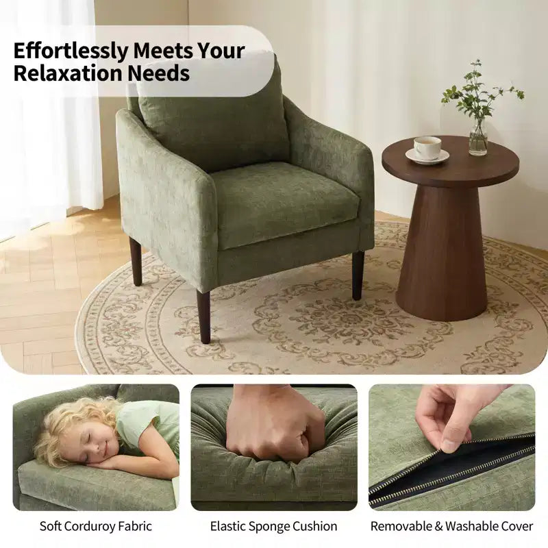 Fauteuil d'appoint rembourré avec accoudoirs incurvés et assise à ressorts ensachés
