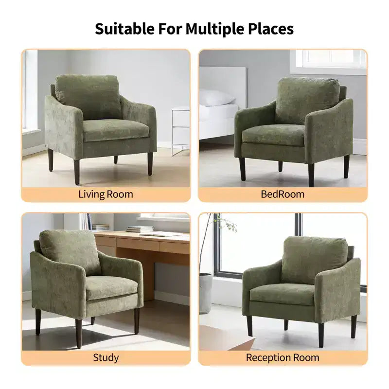 Fauteuil d'appoint rembourré avec accoudoirs incurvés et assise à ressorts ensachés