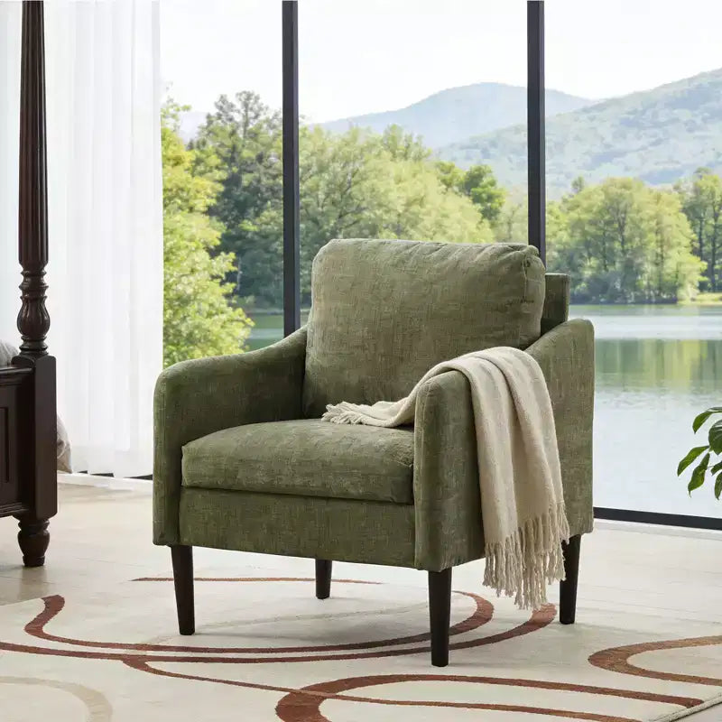 Fauteuil d'appoint rembourré avec accoudoirs incurvés et assise à ressorts ensachés