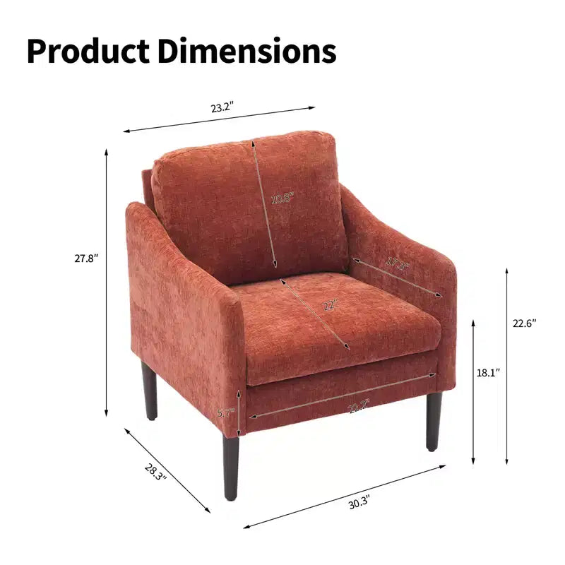 Fauteuil d'appoint rembourré avec accoudoirs incurvés et assise à ressorts ensachés