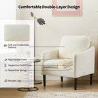 Fauteuil d'appoint rembourré avec accoudoirs incurvés et assise à ressorts ensachés
