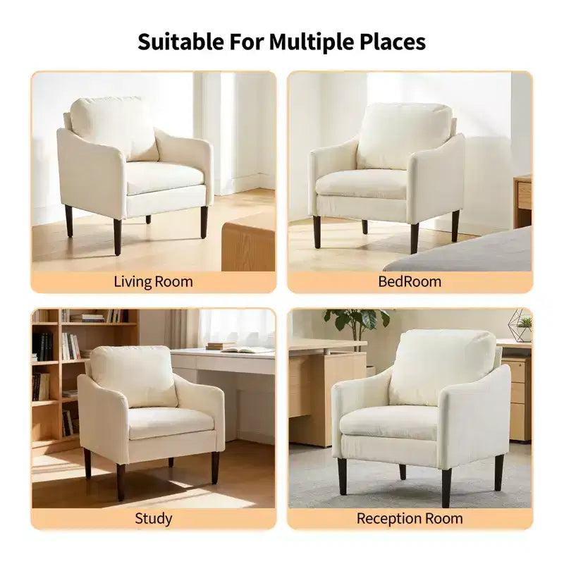 Fauteuil d'appoint rembourré avec accoudoirs incurvés et assise à ressorts ensachés