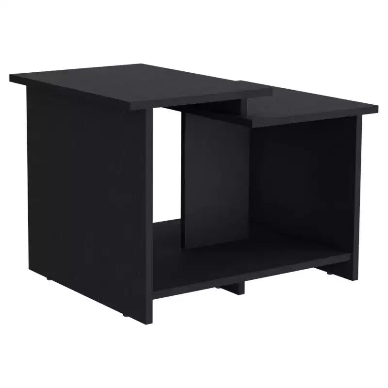 Table basse noire de 23,6" avec étagère ouverte