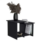 Table basse noire de 23,6" avec étagère ouverte