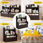 Étagère à Livres et Organisateur de Jouets 3 Niveaux pour Enfants avec Casiers de Rangement
