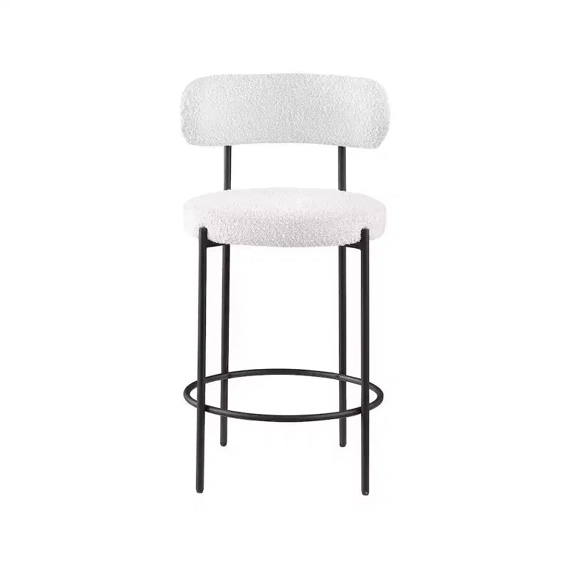 Tabouret de comptoir en tissu bouclé, lot de 2