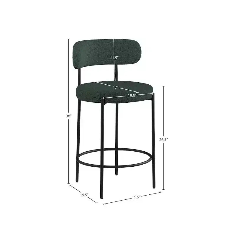 Tabouret de comptoir en tissu bouclé, lot de 2