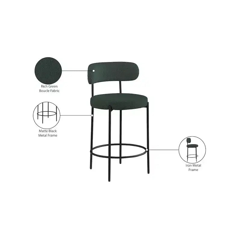 Tabouret de comptoir en tissu bouclé, lot de 2