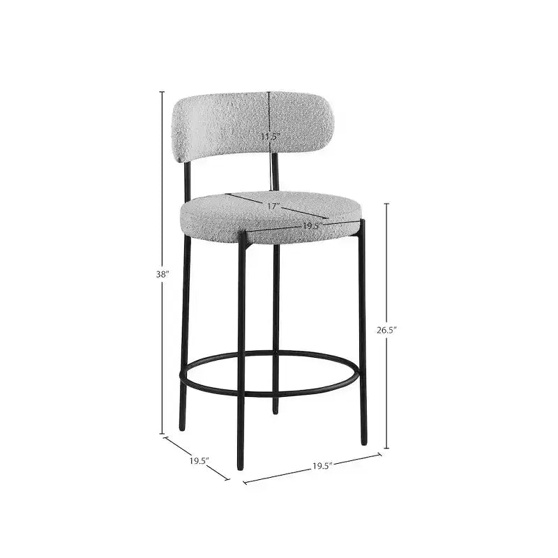 Tabouret de comptoir en tissu bouclé, lot de 2