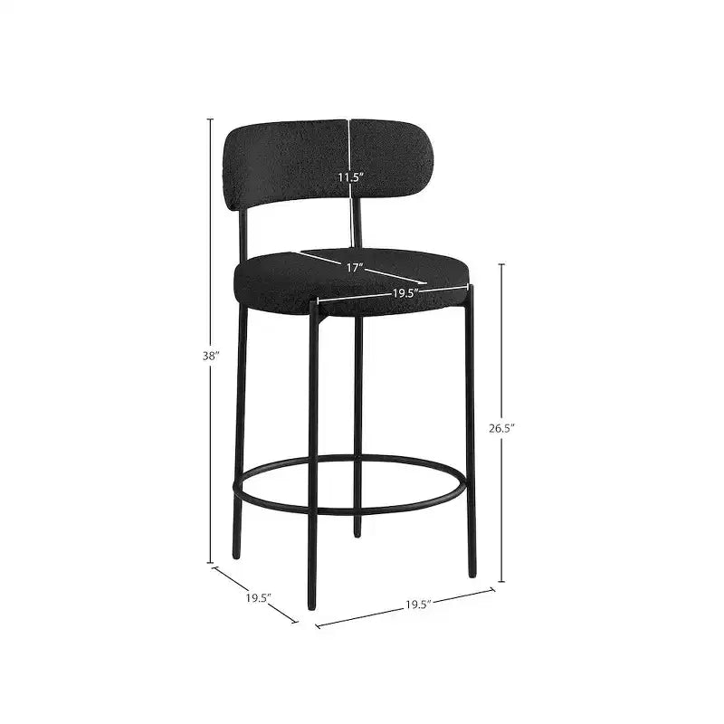 Tabouret de comptoir en tissu bouclé, lot de 2