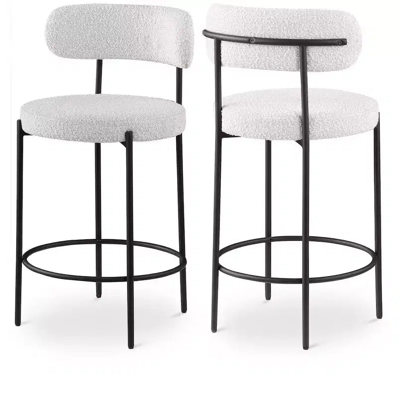 Tabouret de comptoir en tissu bouclé, lot de 2