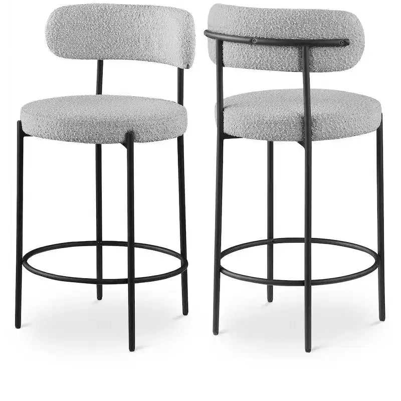 Tabouret de comptoir en tissu bouclé, lot de 2
