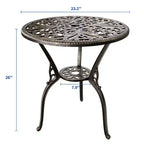 Table bistrot ronde d'extérieur avec trou pour parasol – Aluminium moulé, 58 cm