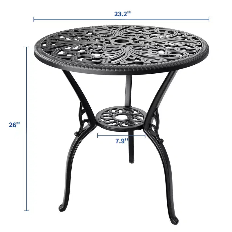 Table bistrot ronde d'extérieur avec trou pour parasol – Aluminium moulé, 58 cm
