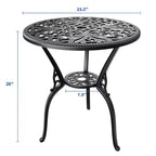 Table bistrot ronde d'extérieur avec trou pour parasol – Aluminium moulé, 58 cm