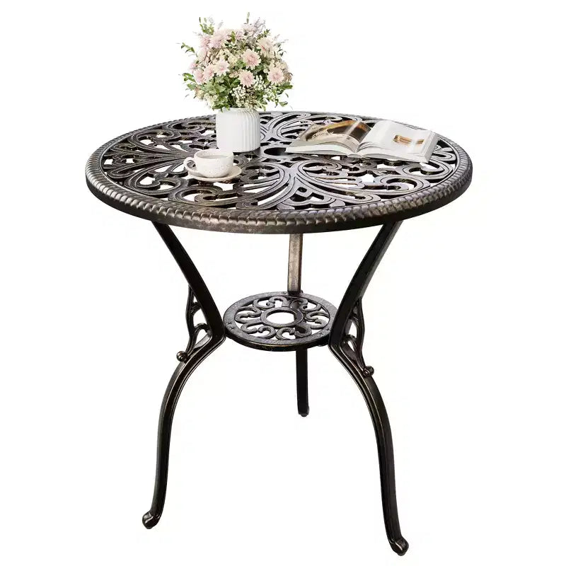 Table bistrot ronde d'extérieur avec trou pour parasol – Aluminium moulé, 58 cm